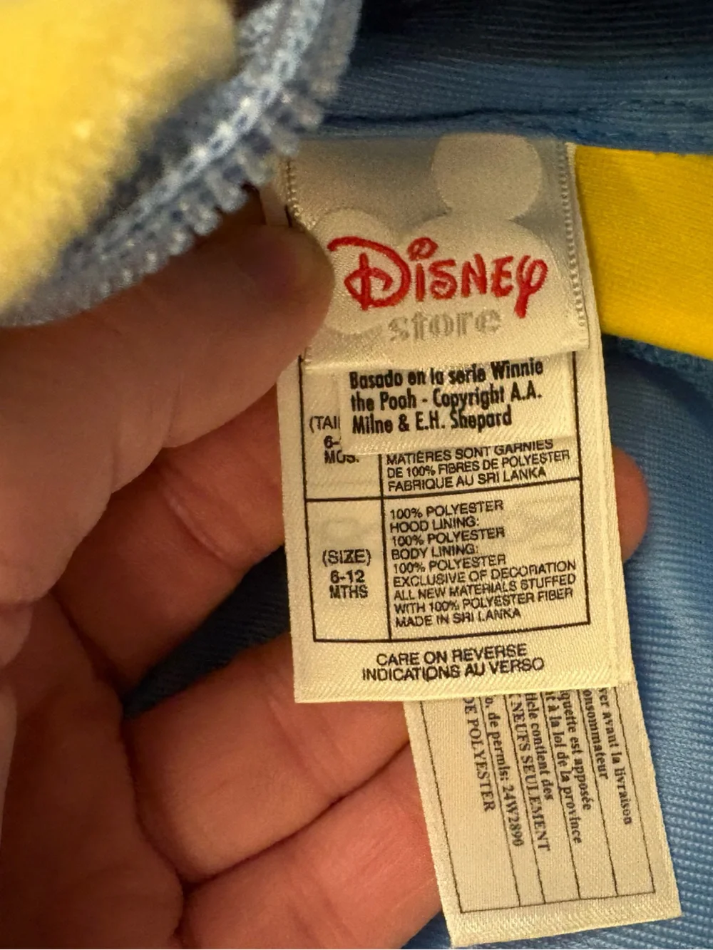 Vintage Disney Store Winnie the Pooh Hunny Pot Baby Costume Size 6-12M - Picture 4 of 9